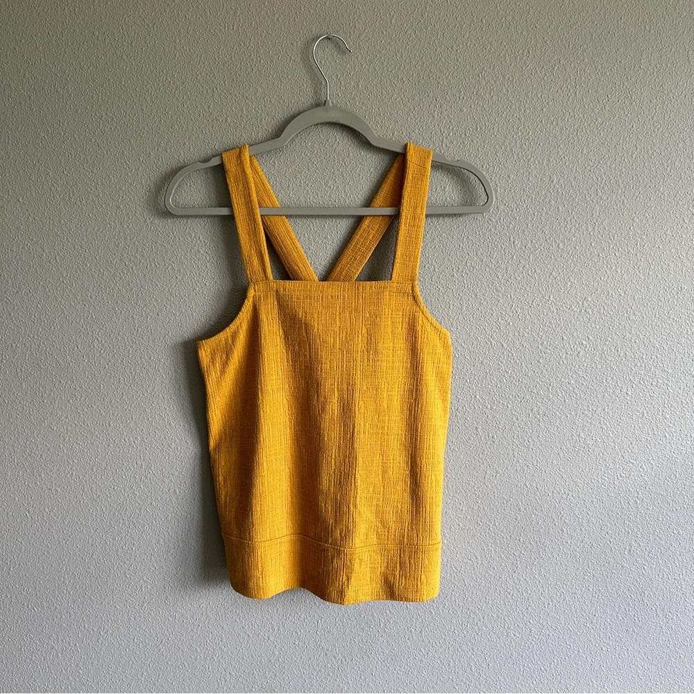 Madewell Yellow Textured Square-Neck Tank Top
